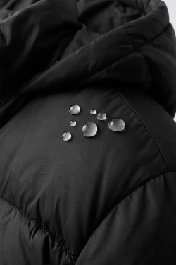 ZARA СТЕГАНАЯ КУРТКА WATER-REPELLENT С КАПЮШОНОМ, ЧЕРНЫЙ