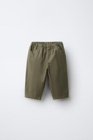 ZARA БРЮКИ ИЗ ТВИЛА СО ШВАММИ, ХАКИ