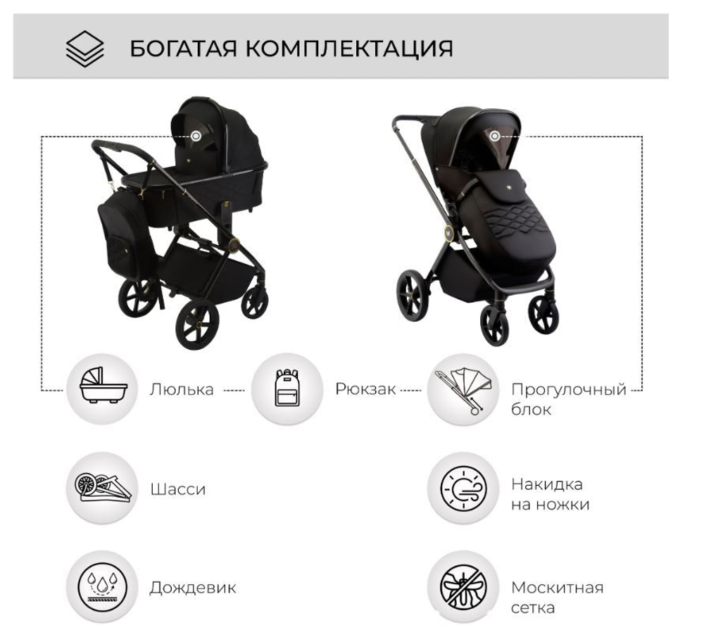 Коляска 2в1 Sweet Baby Elegante GL Black