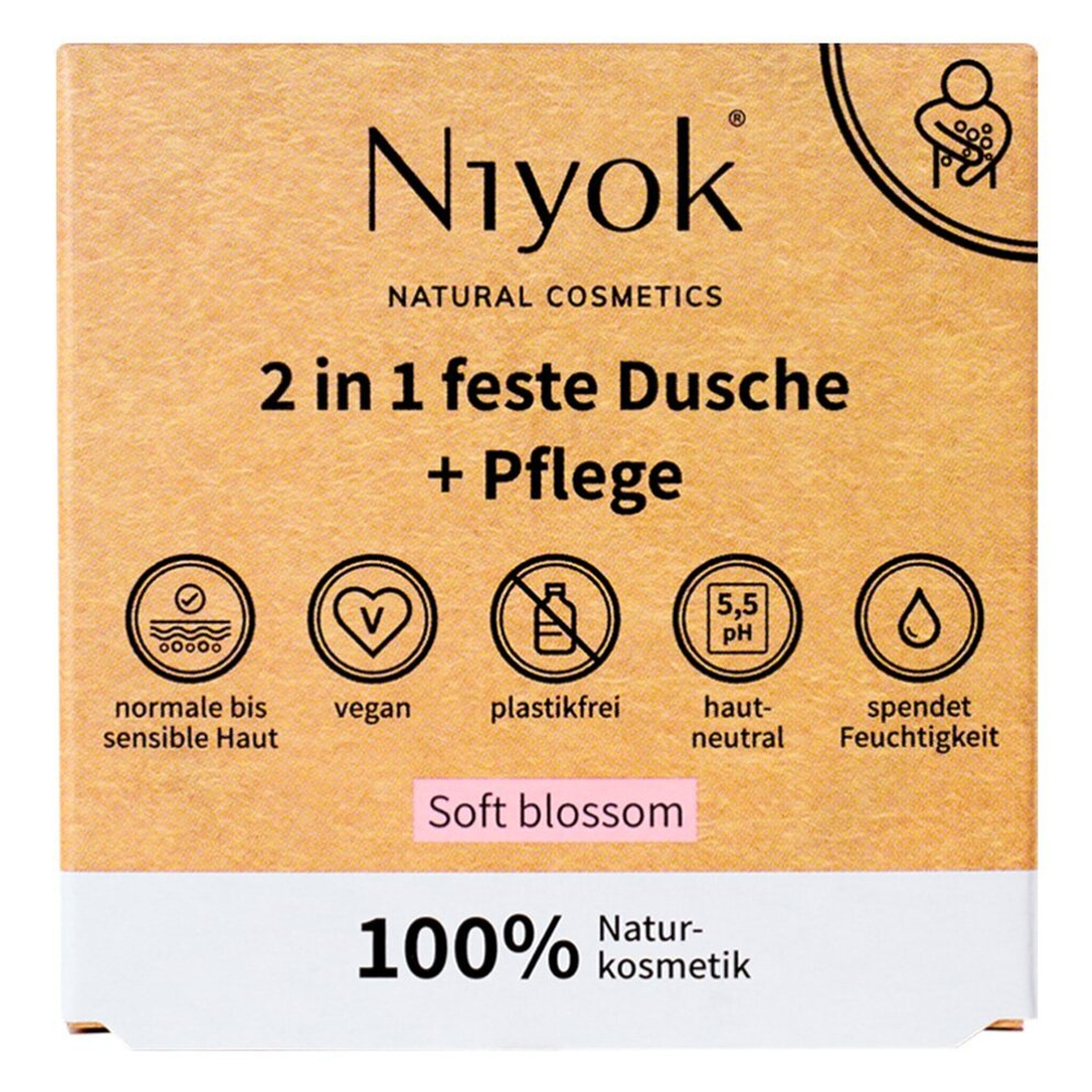 Твердый гель для душа и увлажняющий крем 2 в 1 (Soft Blossom) Niyok, 80 гр