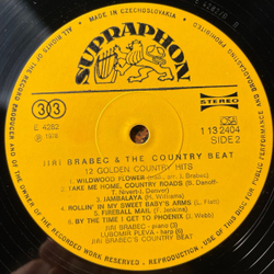 Винтажная виниловая пластинка LP Jiri Brabec and The Country Beat Иржи Брабец, 12 Golden Country Hits (Чехословакия 1978)