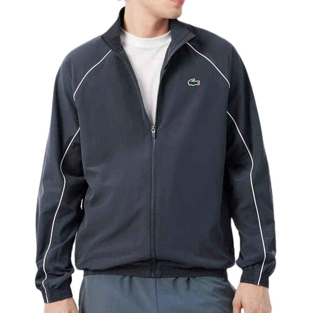 Мужская теннисная куртка Lacoste Sport Water-Repellent Trim Accent Track - dark grey/white