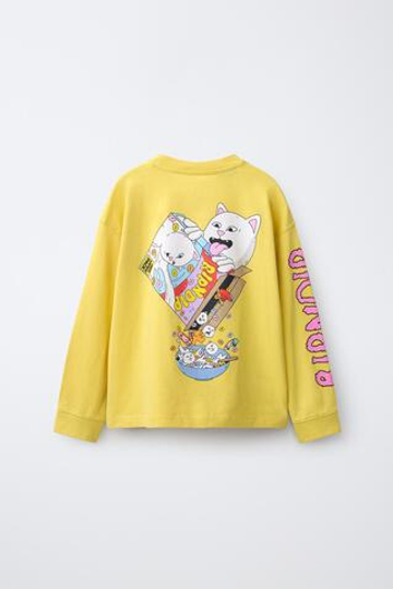 ZARA ЛОНГСЛИВ С ЛОГОТИПОМ RIPNDIP ©, ЖЕЛТЫЙ