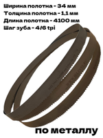 Полотно ленточное по металлу M42 34х1,1х4100 мм 4/6TPI (HBS-1321VS/MBS-1321VS) PC34.4100.4.6S-P