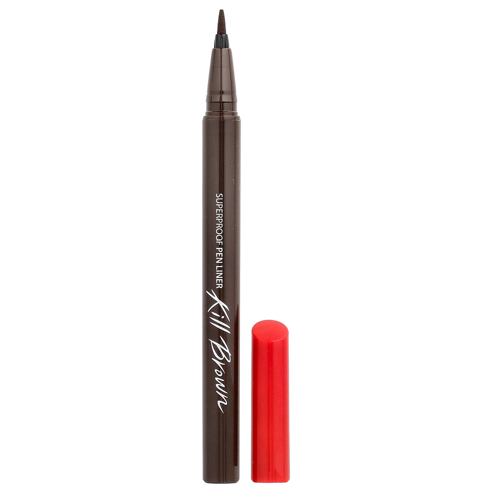 Clio, Superproof Pen Liner, Kill Brown, коричневый цвет 02, 0,55 мл (0,01 жидк. Унции)