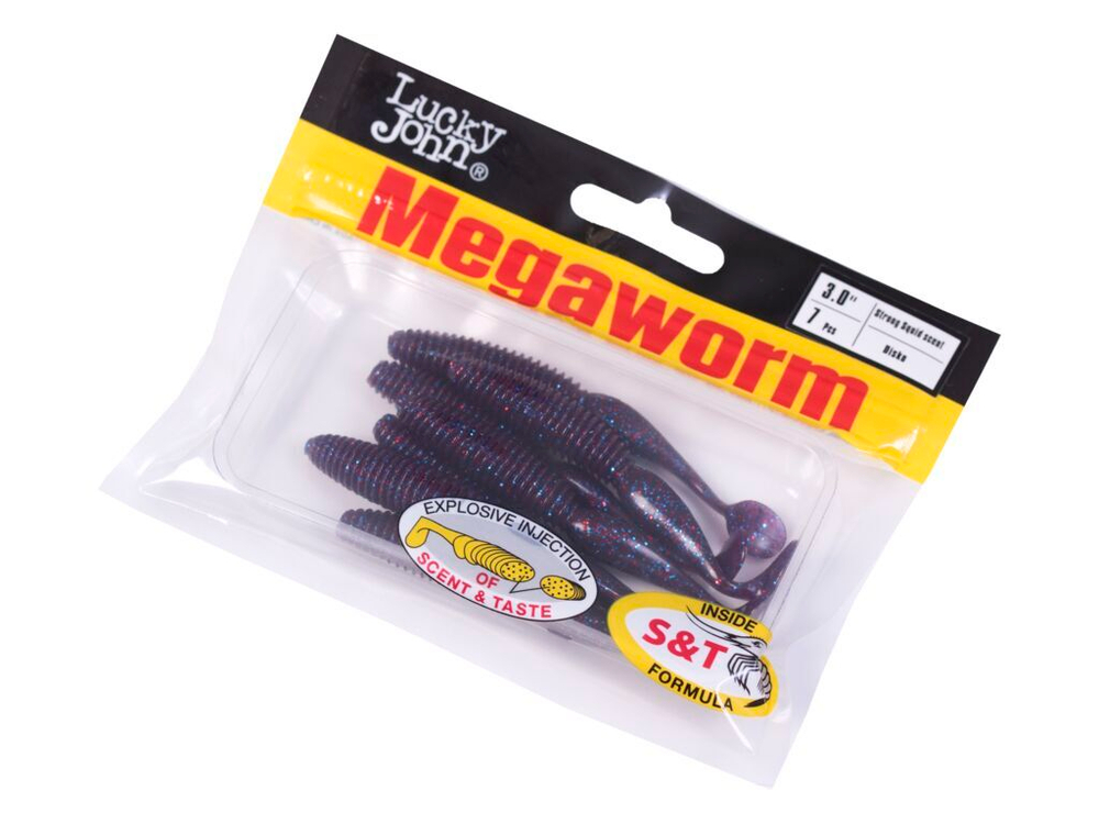 Виброхвосты съедобные LJ Pro Series MegaWorm 3,0in (7,6 см), цв. S63, 7 шт.