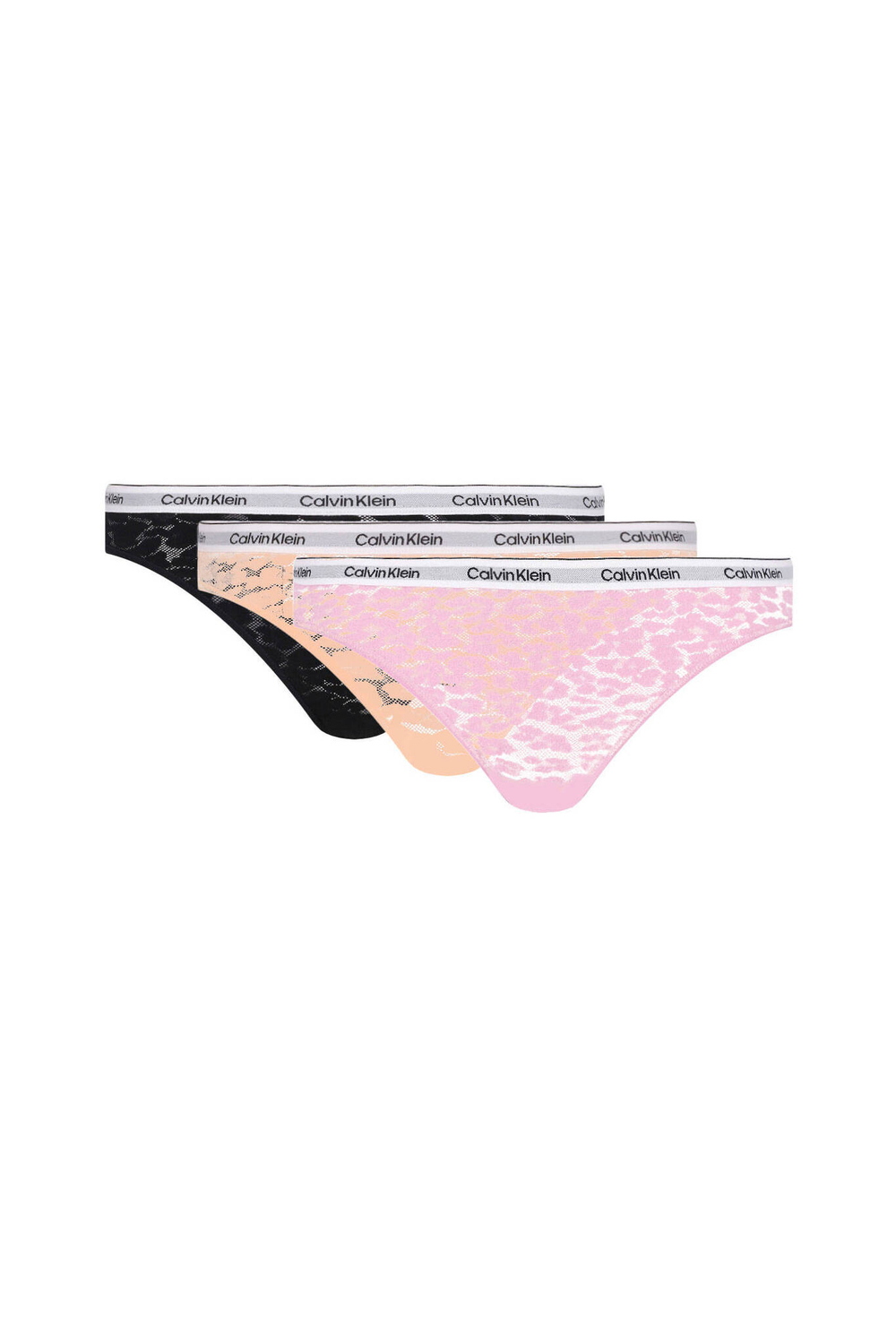 Кружевное трусики-бразилианки 3 шт. Calvin Klein Underwear - розовый(000QD5068E)