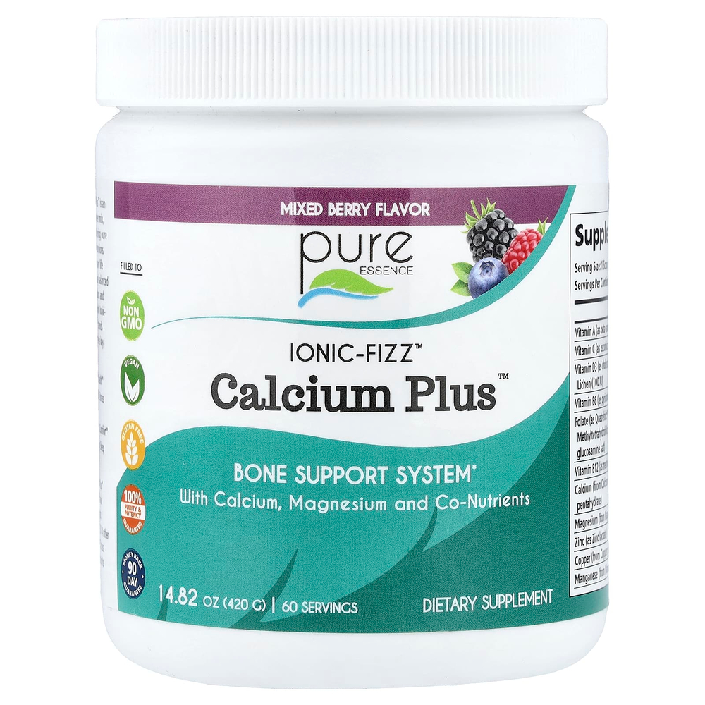 Pure Essence, lonic-Fizz™, Calcium Plus™, со вкусом ягодного ассорти, 420 г (14,82 унции)