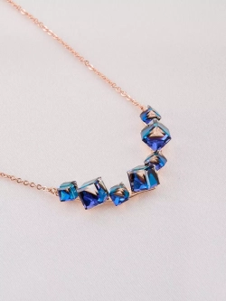 Колье дуга Мираж с синими кристаллами Swarovski