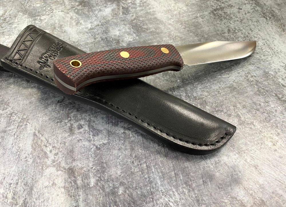 Нож Fox, D2, микарта, красно-черная, насечка, 228.1254 конв