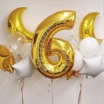 Шар (40"/102 см) Цифра, 6, Золото, 1 шт. в упак.