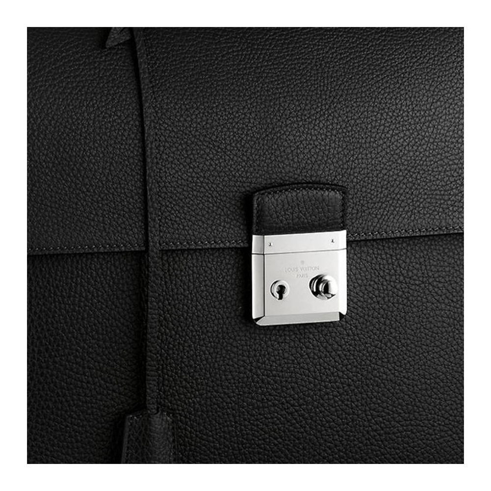 LOUIS VUITTON Soft Taurillon Leather Portable Briefcase Men"s Black
