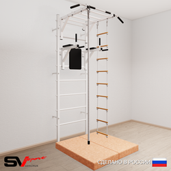 Шведская стенка Sv Sport усиленная 6454 (Турник рукоход/Брусья/Канат/Лестница/Мат 1м)