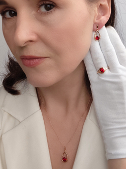 Серьги-капли Белла с красными кристаллами Swarovski