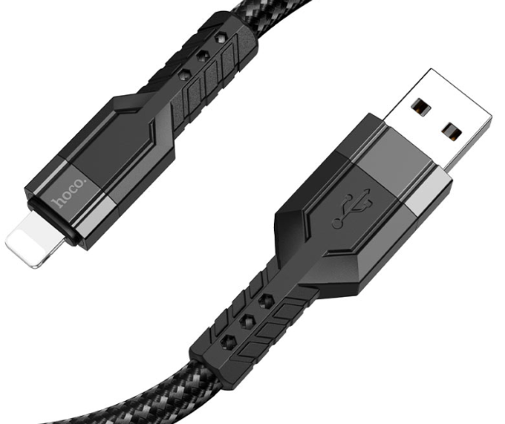 Кабель HOCO U110 USB-Lightning 2.4А 1.2м Braided Black