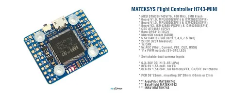Полётный контроллер Matek H743-MINI v3