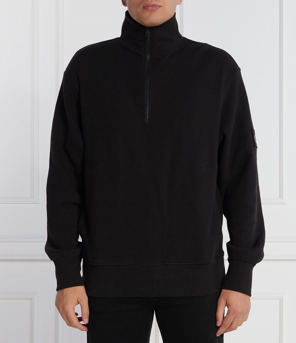 Свитер BADGE WAFFLE HALF ZIP CALVIN KLEIN JEANS - черный(J30J324315)