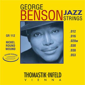 Струны для акустической гитары, круглая оплетка, 12-53, Thomastik GR112 George Benson Jazz