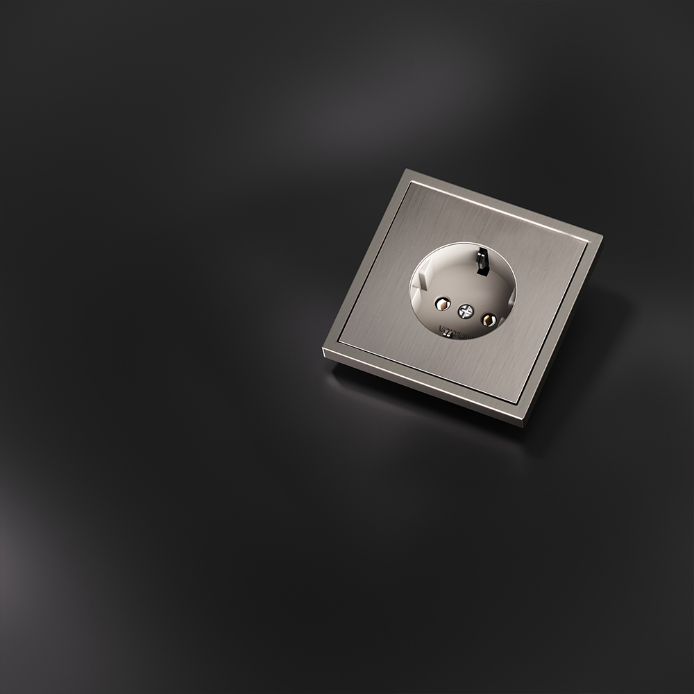 Накладка для розетки с заземлением, (никель) Voltum S70 Metal VLSM000611