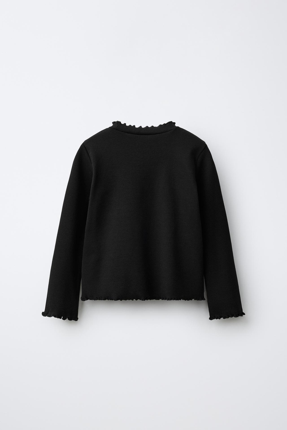 ZARA ФУТБОЛКА В РУБЧИК С ВЫШИВКОЙ, ЧЕРНЫЙ