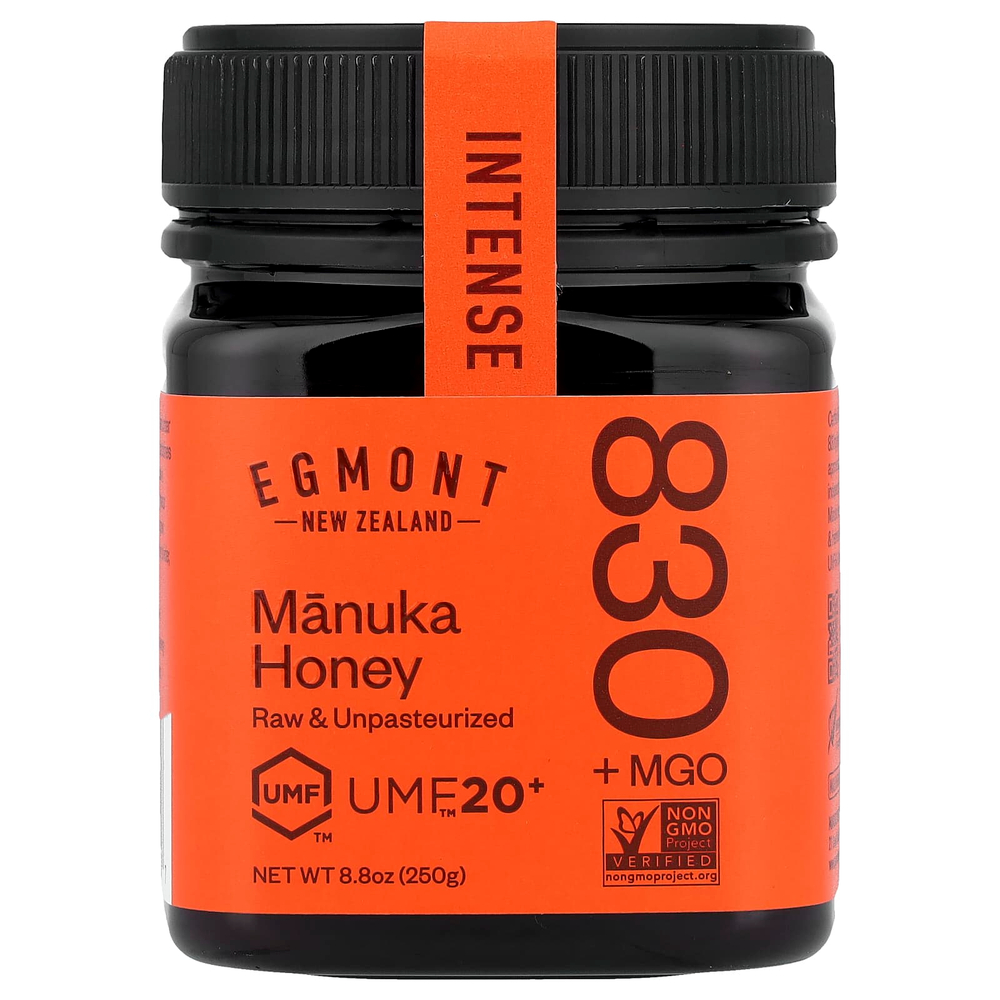 Egmont Honey, мед манука, необработанный и непастеризованный, UMF™ 20+, MGO 830+, 250 г (8,8 унции)