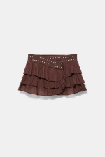 Мини-юбка с оборками и заклепками - PULL&BEAR