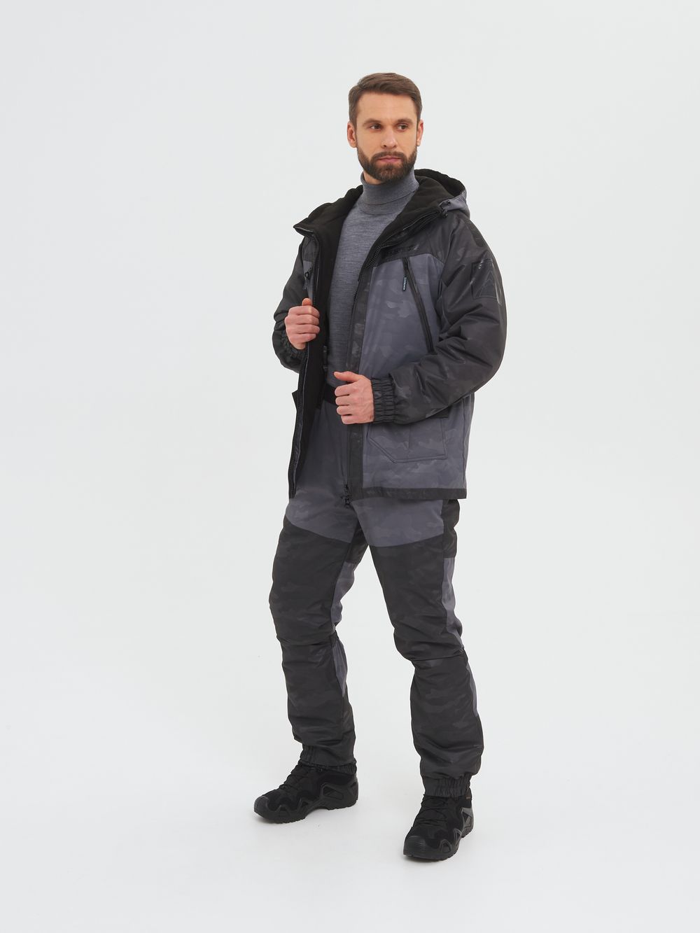 Костюм демисезонный Горка-Люкс ткань Breathable Camo цвет Серый