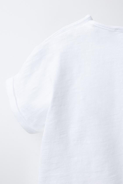 ZARA ОДНОТОННАЯ ФУТБОЛЫКА, БЕЛЫЙ