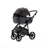 Детская универсальная коляска Adamex NOLA Natura CARBON-10 (2в1) - Темно-серая ткань, Темно-серая экокожи