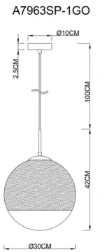 Подвесной светильник 1*E27 A7963SP-1GO золото Jupiter Gold Arte Lamp