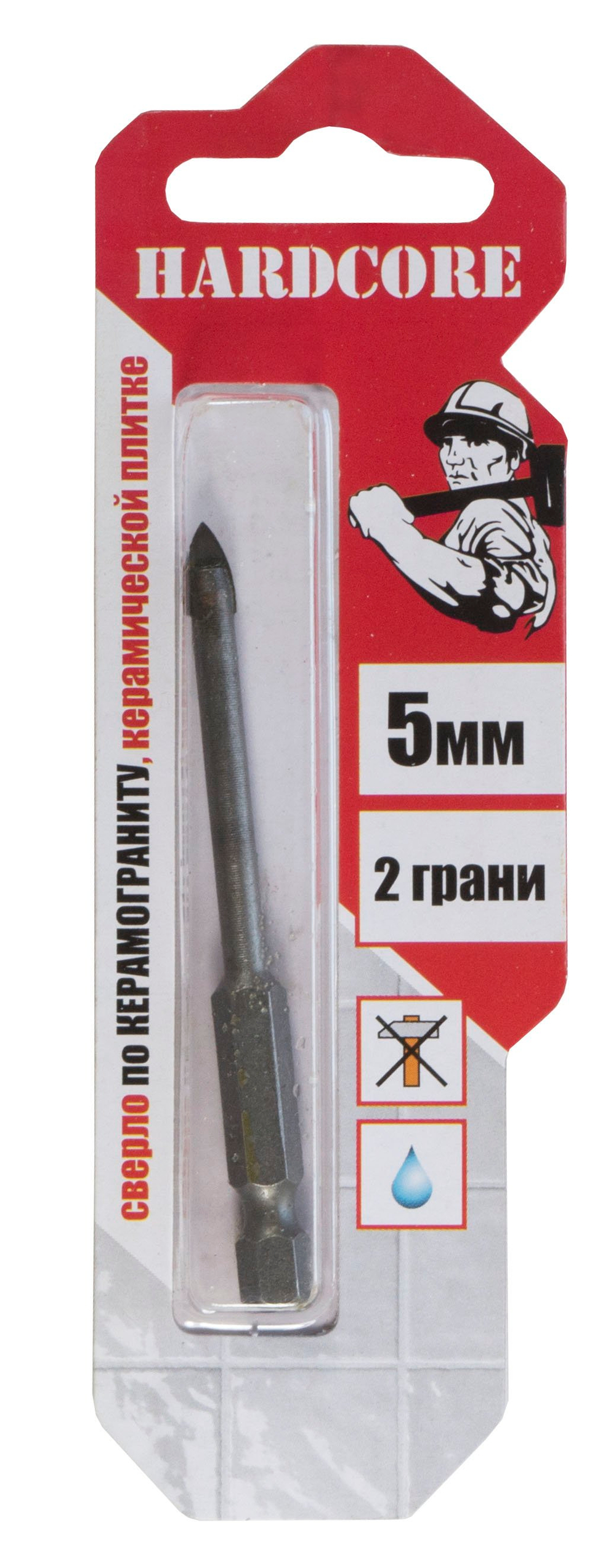 Сверло по керамограниту и керам.плитке 5мм "Hardcore" 2 грани