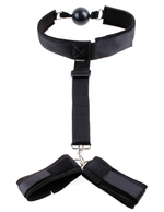 Фиксатор рук и шеи с кляпом Gag & Wrist Restraint (Цвет: черный)