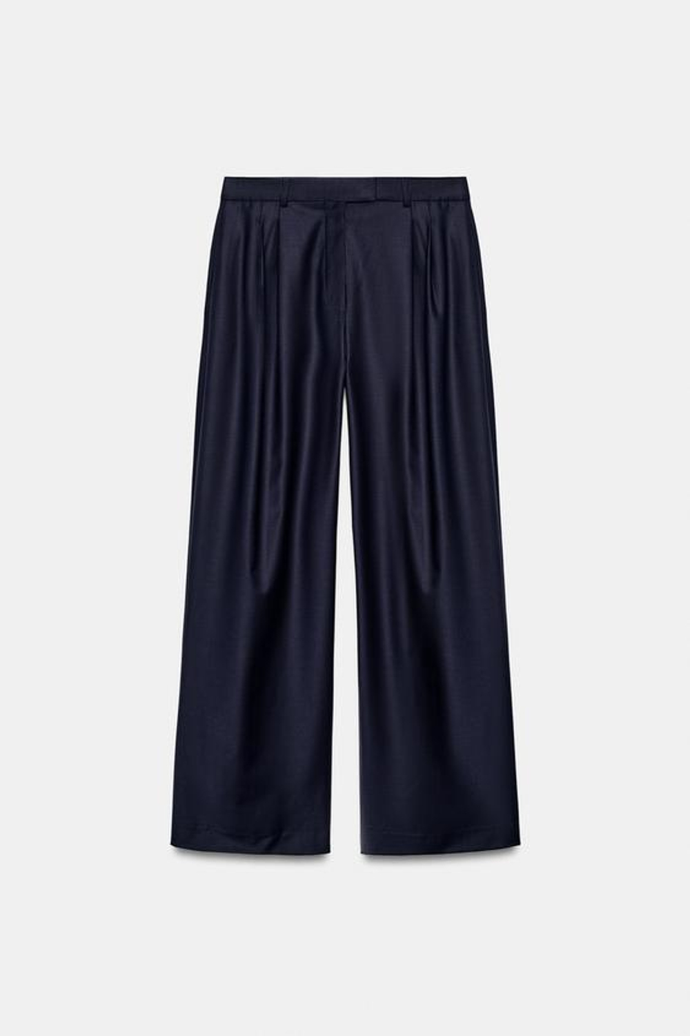ZARA БРЮКИ С ЗАЩИПАМИ ИЗ СМЕСОВОЙ ШЕРСТИ — ZW COLLECTION, МОРСКОЙ СИНИЙ