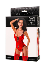 Боди Glossy Doja из материала Wetlook красное S