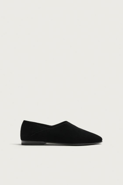 ZARA ЛОФЕРЫ С БАРХАТНЫМ ЭФФЕКТОМ, ЧЕРНЫЙ