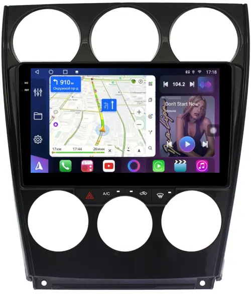 Магнитола для Mazda 6 GG 2002-2007 - FarCar S500-TS18 монитор 9.5" QLED на Android 14, CarPlay, 4G SIM-слот