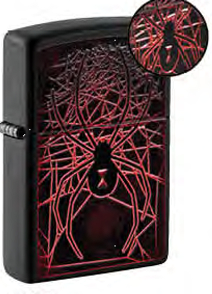 Цена наЗажигалка ZIPPO Spider Design с покрытием Black Matte, латунь/сталь, чёрная, матовая
