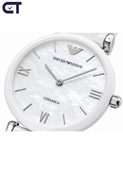 Emporio Armani AR1485 Ceramica женские наручные часы — белая керамика и лаконичный двухстрелочный дизайн