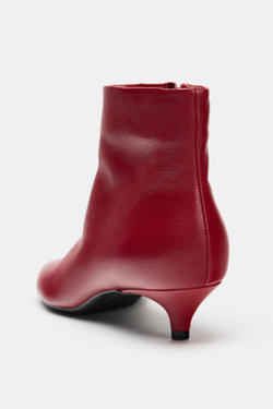 ZARA КОЖАНЫЕ БОТИЛЬОНЫ НА ТОНКОМ КАБЛУКЕ, КРАСНЫЙ