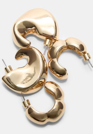 STRADIVARIUS Набор из 2 пар фактурных сережек, золотой