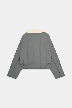 ZARA УКОРОЧЕННАЯ КУРТКА С ПОЯСОМ — ZW COLLECTION, МЯГКИЙ СЕРЫЙ