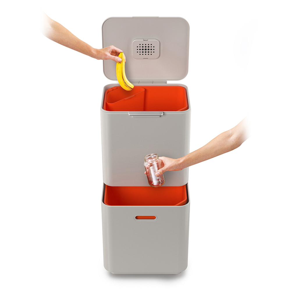 Контейнер для мусора с двумя баками totem max, 60 л, белый