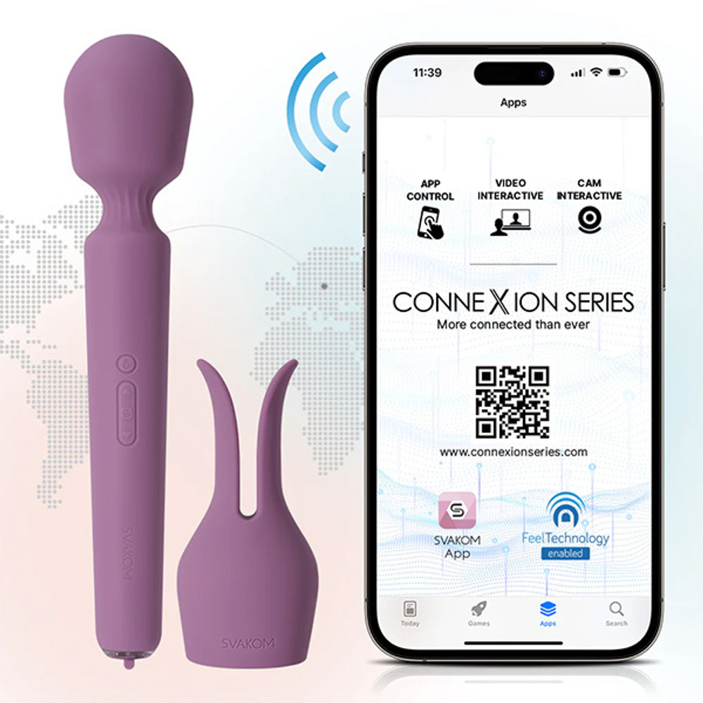 Сиреневый интерактивный вибратор-wand 29см с функцией нагрева Svakom Emma Neo 2 Powerful & Interactive Wand Vibrator SA299A