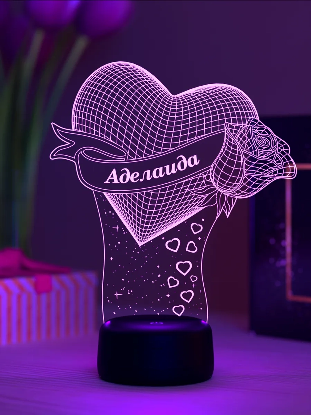 Ночник "Сердце с именем Аделаида" - любимой девушке