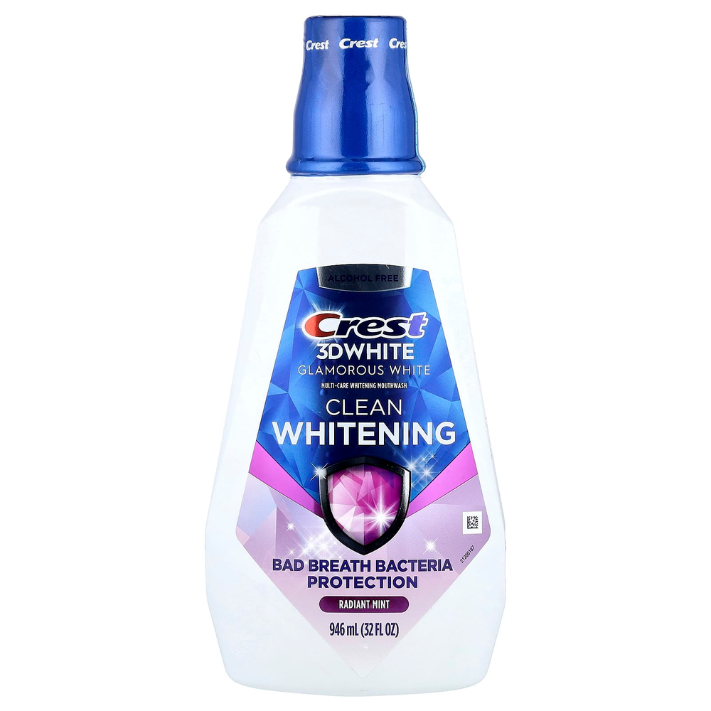 Crest, 3D White, Multi-Care Clean, отбеливающий ополаскиватель для рта, Glamorous White, сияющая мята, 946 мл (32 жидк. унции)