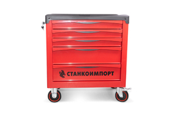 Тележка инструментальная КРАСНАЯ на колесах 5 ящиков BTD251