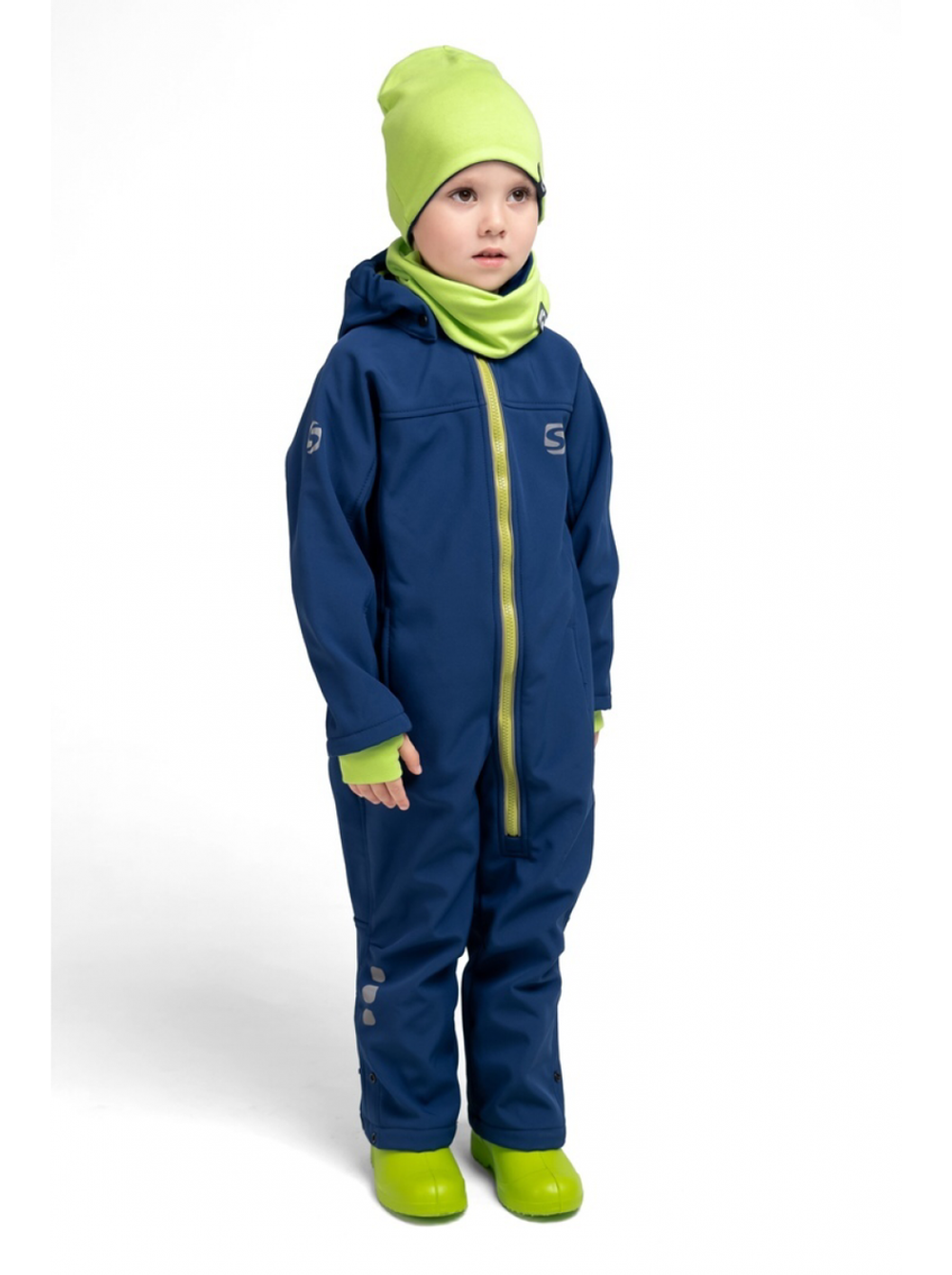 Комбинезон Softshell р. 98 т.синий/салатовый (Smail)