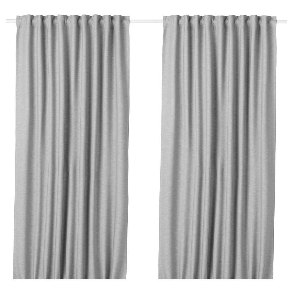 IKEA VILBORG  (ИКЕА ВИЛБОРГ)  -  Шторы, 1 пара, на ленте/серая, 145x300 см