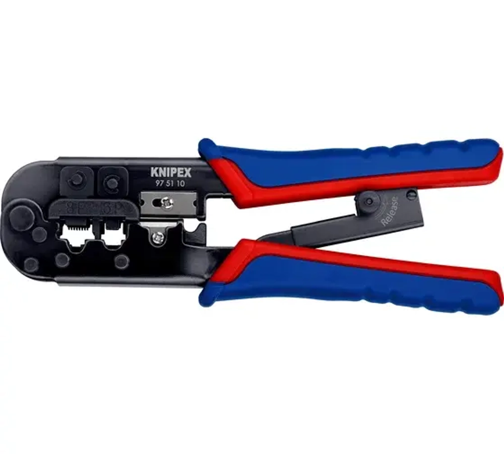Пресс-клещи для штекеров RJ, 2 гнезда, RJ 11/12 (6-pin), RJ 45 (8-pin), 190 мм, SB