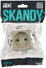 SKANDY Розетка без заземления с защитными шторками 10А SK-R01B бежевый IEK